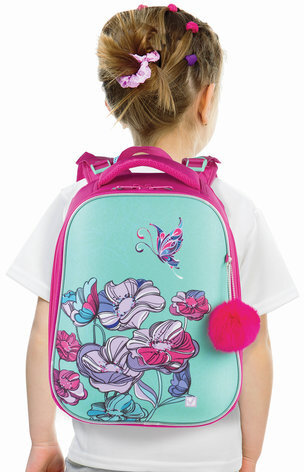 Ранец BRAUBERG PREMIUM, 2 отделения, с брелоком, для девочек, "Весенняя мята", 38х29х18 см, 227817