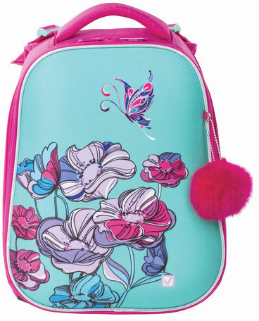 Ранец BRAUBERG PREMIUM, 2 отделения, с брелоком, для девочек, "Весенняя мята", 38х29х18 см, 227817
