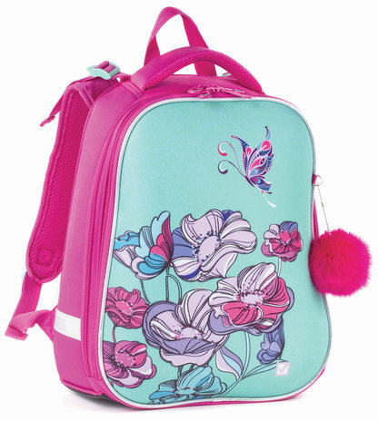 Ранец BRAUBERG PREMIUM, 2 отделения, с брелоком, для девочек, "Весенняя мята", 38х29х18 см, 227817