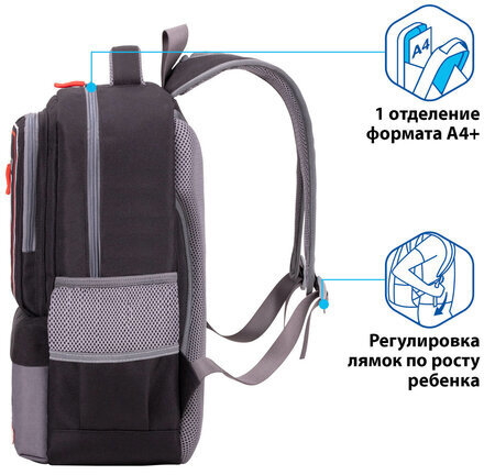 Рюкзак BRAUBERG STAR, "Stay strong", черный, 40х29х13 см, 270670