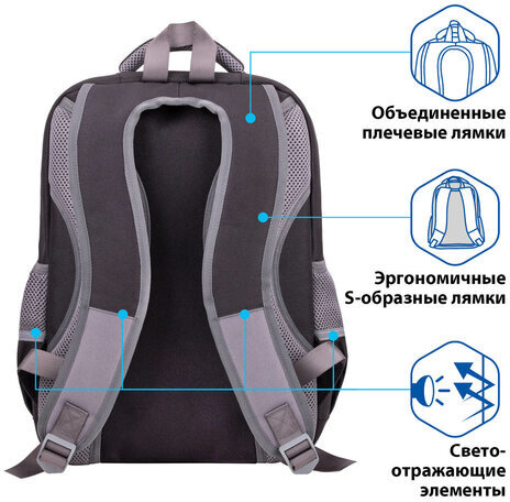 Рюкзак BRAUBERG STAR, "Stay strong", черный, 40х29х13 см, 270670