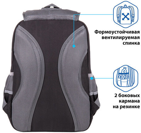 Рюкзак BRAUBERG STAR, "Stay strong", черный, 40х29х13 см, 270670