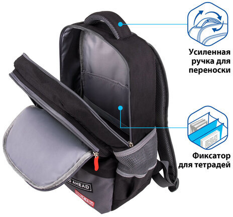 Рюкзак BRAUBERG STAR, "Stay strong", черный, 40х29х13 см, 270670