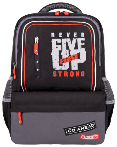 Рюкзак BRAUBERG STAR, "Stay strong", черный, 40х29х13 см, 270670