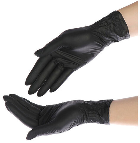 Перчатки нитриловые черные, 50 пар (100 шт.), неопудренные, прочные, размер L (большой), LAIMA, 606295