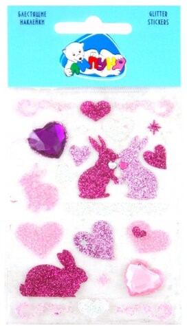 Наклейки ЛИПУНЯ "Хрустальные. Сердца и капельки", с европодвесом, RSS003