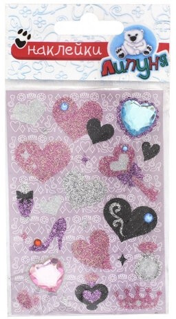 Наклейки ЛИПУНЯ "Хрустальные. Сердца и капельки", с европодвесом, RSS003