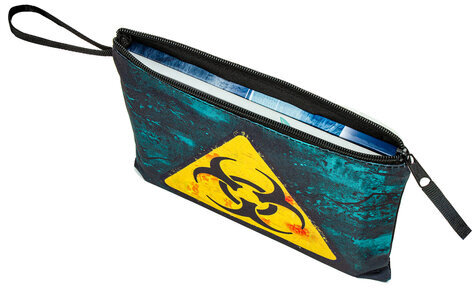 Папка для тетрадей BRAUBERG А5, 1 отделение, полиэстер, на молнии, с ручкой, "Caution", 270974