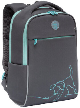 Рюкзак GRIZZLY школьный, анатомическая спинка, для девочек, с вышивкой, &quot;PUPPY&quot;, 39х28х13 см, RG-267-4/1