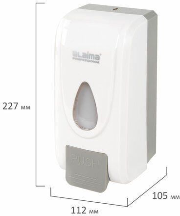 Дозатор для жидкого мыла-пены LAIMA PROFESSIONAL ECONOMY, НАЛИВНОЙ, 1 л, ABS-пластик, белый, 607322, X-2228-F1