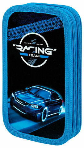 Пенал ЮНЛАНДИЯ, 2 отделения, картон с эффектом soft-touch, 19х11 см, &quot;Speed race&quot;, 272264