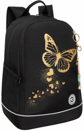 Рюкзак GRIZZLY школьный, анатомическая спинка, 2 отделения, для девочек, GOLDEN BUTTERFLY, 38х28х18 см, RG-463-5/1