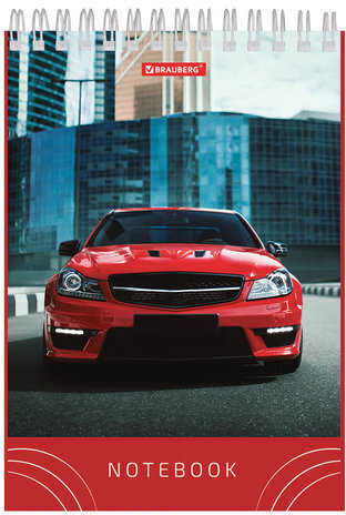 Блокнот А5 (146х205 мм), 80 л., гребень, картон, жесткая подложка, клетка, BRAUBERG, "Драйв", 129816