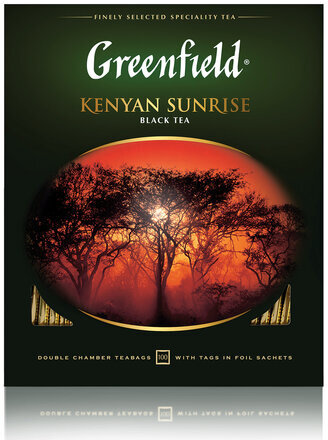 Чай GREENFIELD (Гринфилд) "Kenyan Sunrise" ("Рассвет в Кении"), черный, 100 пакетиков в конвертах по 2 г, 0600-09