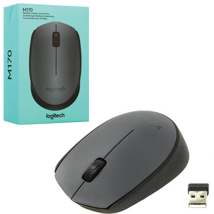 Мышь беспроводная LOGITECH M170, 2 кнопки + 1 колесо-кнопка, оптическая, черная, 910-004642