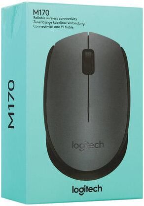 Мышь беспроводная LOGITECH M170, 2 кнопки + 1 колесо-кнопка, оптическая, черная, 910-004642