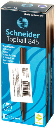 Ручка-роллер SCHNEIDER (Германия) "Topball 845", СИНЯЯ, корпус черный, узел 0,5 мм, линия письма 0,3 мм, 184503
