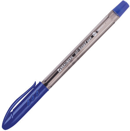 Ручка шариковая масляная BRAUBERG "Black Tone", СИНЯЯ, корпус тонированный, узел 0,7 мм, линия письма 0,35 мм, 142951