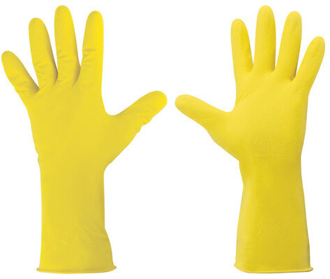 Перчатки хозяйственные латексные ОФИСМАГ, МНОГОРАЗОВЫЕ, хлопчатобумажное напыление, размер L (большой), 604199