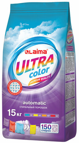 Стиральный порошок-автомат 15 кг LAIMA ULTRA Color, УЛУЧШЕННАЯ ФОРМУЛА, для всех типов тканей, 608539