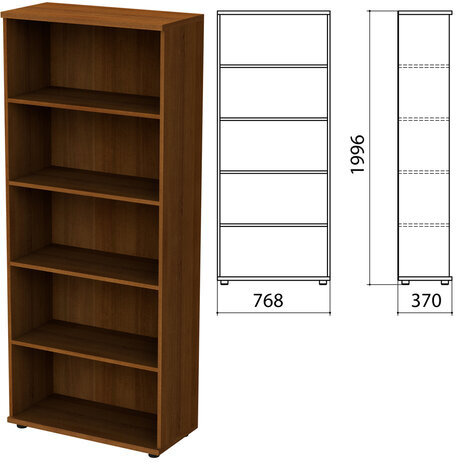Шкаф (стеллаж) "Эко/Этюд", 768х370х1996 мм, 4 полки, орех, 908842-190