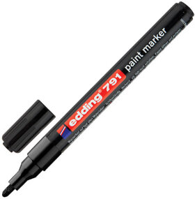 Маркер-краска лаковый EDDING 791, 1-2 мм, ЧЕРНЫЙ, круглый наконечник, пластиковый корпус, E-791/1