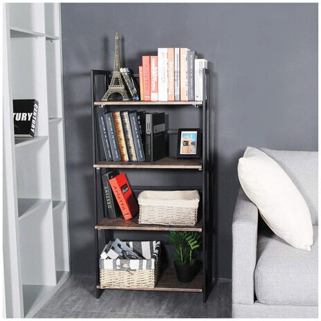 Стеллаж на металлокаркасе "BRABIX LOFT SH-001", 600х300х1250 мм, складной, цвет морёный дуб, 641228