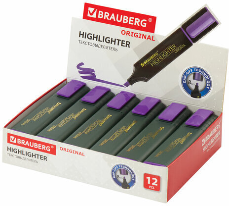 Текстовыделитель BRAUBERG "ORIGINAL", ФИОЛЕТОВЫЙ, линия 1-5 мм, 151685