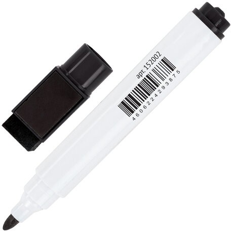 Маркер стираемый для белой доски на магните со стирателем, ЧЕРНЫЙ, STAFF "Manager" WBM-002, 3 мм, 152002