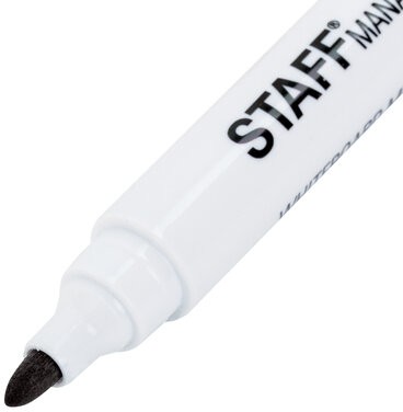 Маркер стираемый для белой доски на магните со стирателем, ЧЕРНЫЙ, STAFF "Manager" WBM-002, 3 мм, 152002