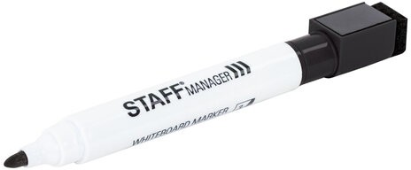 Маркер стираемый для белой доски на магните со стирателем, ЧЕРНЫЙ, STAFF "Manager" WBM-002, 3 мм, 152002