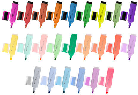 Набор текстовыделителей 24 ЦВЕТА на подставке, BRAUBERG "ORIGINAL", 15 пастельных цветов + 9 неоновых цветов, линия 1-5 мм, 152508
