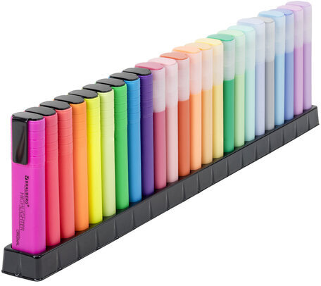 Набор текстовыделителей 24 ЦВЕТА на подставке, BRAUBERG "ORIGINAL", 15 пастельных цветов + 9 неоновых цветов, линия 1-5 мм, 152508