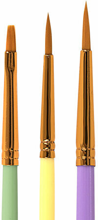 Кисти СИНТЕТИКА набор 3 шт. (круглые № 1, 2, плоская № 3), пакет с европодвесом, BRAUBERG KIDS, 201078