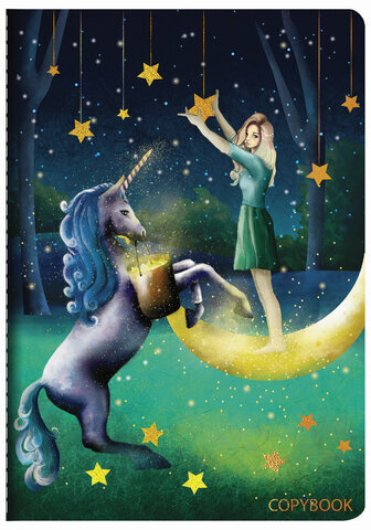 Тетрадь 40 л. в клетку обложка SoftTouch, фольга, бежевая бум. 70 г/м2, сшивка, А5 (147х210 мм), FAIRY TALE, BRAUBERG, 403788