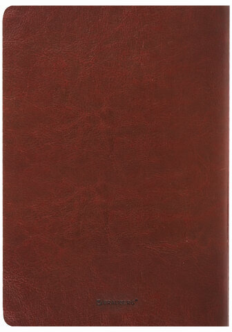 Тетрадь 48 л. в клетку обложка гладкий кожзам, сшивка, A5 (147х210мм), КОРИЧНЕВЫЙ, BRAUBERG VIVA, 403888