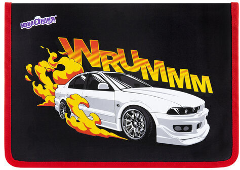 Папка для труда на молнии ЮНЛАНДИЯ А4, 1 отделение, откидная планка, органайзер, "Wrum", 272225