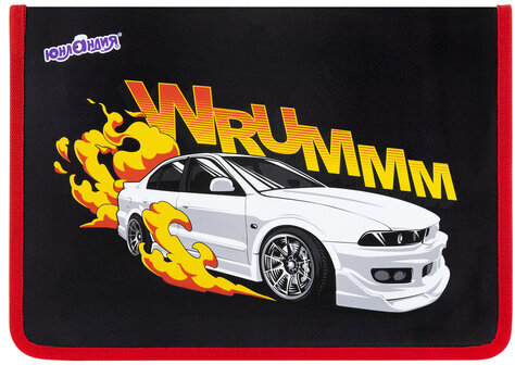 Папка для труда на молнии ЮНЛАНДИЯ А4, 1 отделение, откидная планка, органайзер, "Wrum", 272225