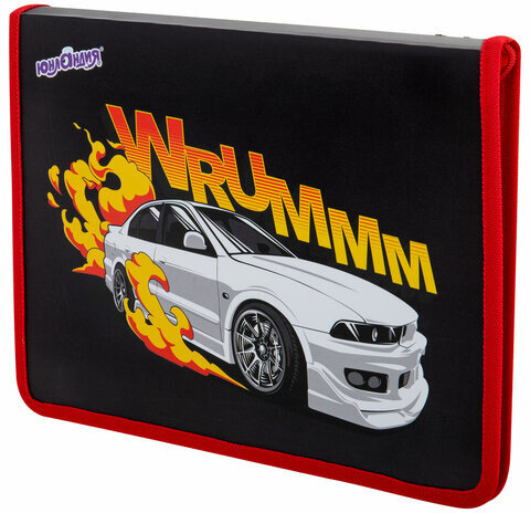 Папка для труда на молнии ЮНЛАНДИЯ А4, 1 отделение, откидная планка, органайзер, "Wrum", 272225