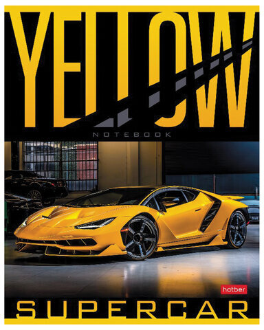Тетрадь А5 48 л. HATBER скоба, клетка, обложка картон, "YELLOWsupercar" (5 видов в спайке), 48Т5В1