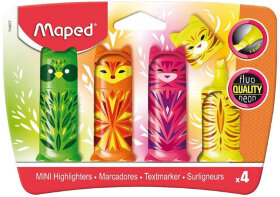 Набор текстовыделителей MAPED &quot;Mini Friends&quot; 4 шт., мини, АССОРТИ, FLUO PEP'S, линия 1-5 мм, 743677