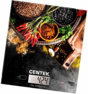 Весы кухонные CENTEK CT-2462 &quot;Специи&quot;, электронный дисплей, max вес 5 кг, тарокомпенсация, стекло, CT-2462 Специи
