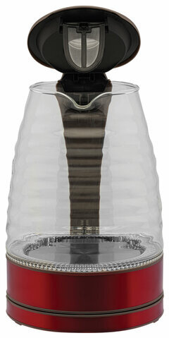 Чайник SCARLETT SC-EK27G62, 1,7 л, 2200 Вт, закрытый нагревательный элемент, стекло, красный