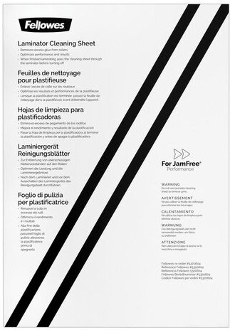 Чистящий лист для валов ламинаторов FELLOWES, формат A3, A4, 10 шт. в упаковке, FS-53206
