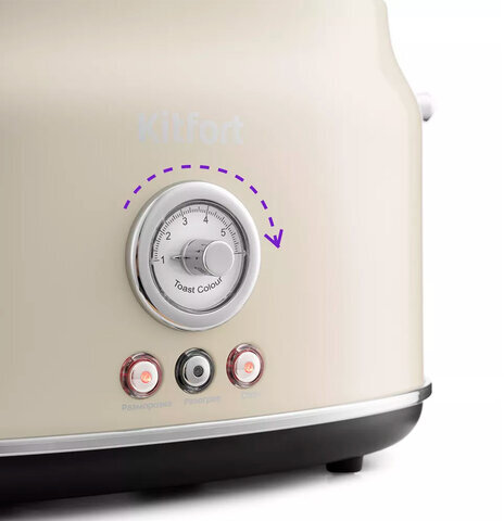 Тостер KITFORT KT-2038-2, 815 Вт, 2 тоста, 6 режимов, пластик/металл, бежевый, КТ-2038-2