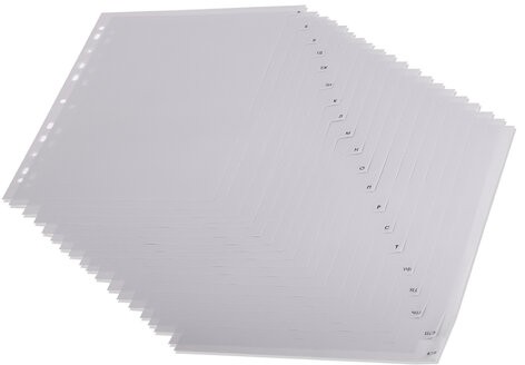Разделитель пластиковый BRAUBERG, А4, 20 листов, алфавитный А-Я, оглавление, серый, Китай, 221845