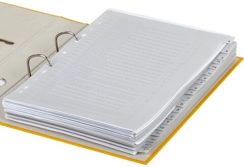 Разделитель пластиковый BRAUBERG, А4, 20 листов, алфавитный А-Я, оглавление, серый, Китай, 221845