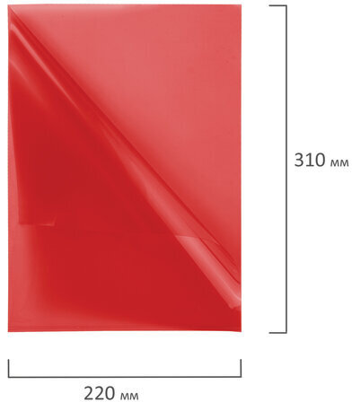 Папка-уголок BRAUBERG, красная 0,10 мм, 223967
