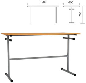 Стол для столовых 1200х600х760 мм, рост 6, серый каркас, ДСП/пластик, цвет бук