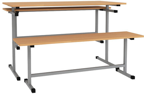 Стол для столовых 1200х600х760 мм, рост 6, серый каркас, ДСП/пластик, цвет бук